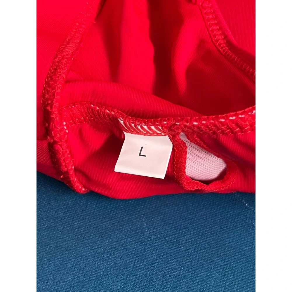 ☀️Red Shoulder High Waisted Bikini Set Two Piece Swimsuit Size Large